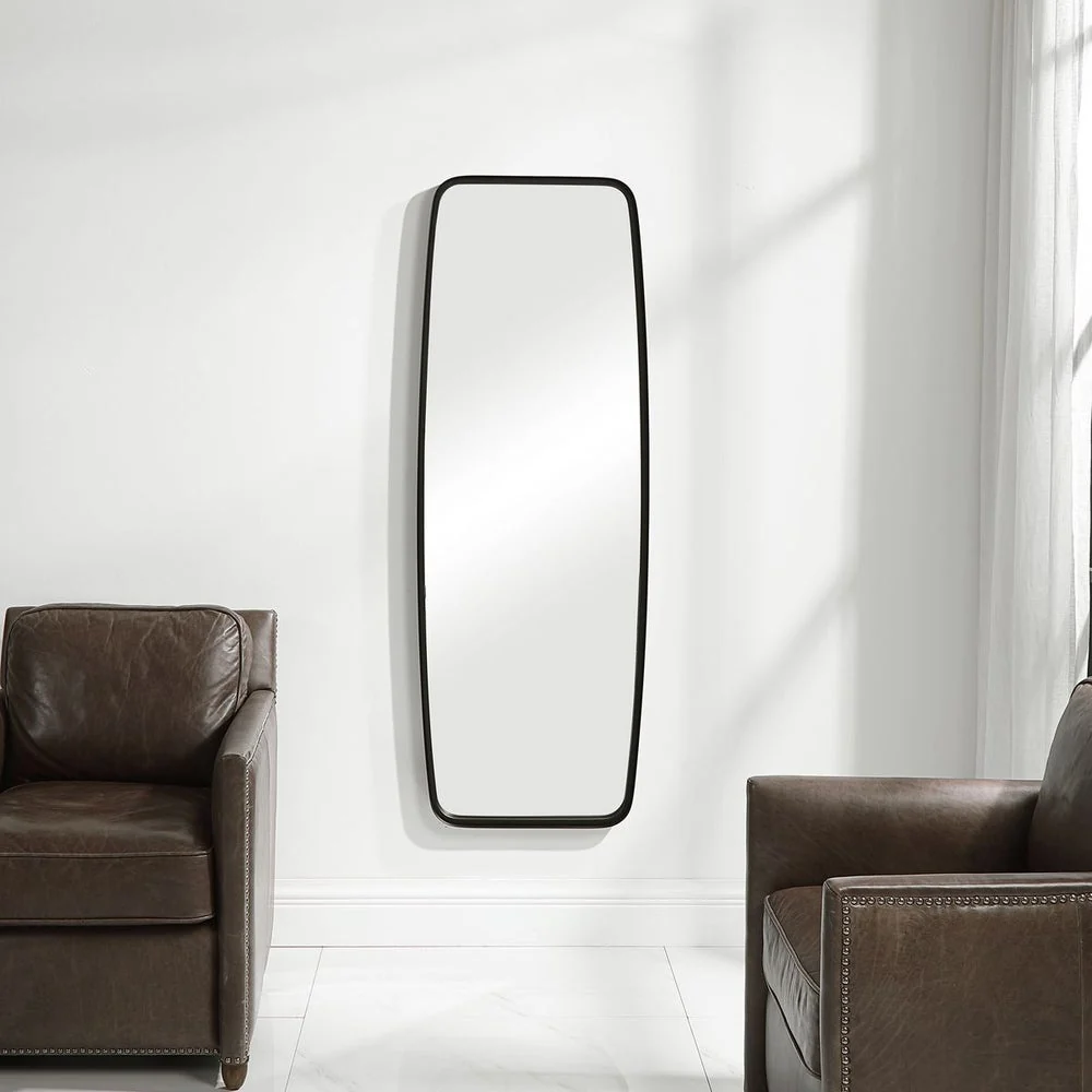 Casa Bella Living Rounded Corners Matte Black Metal Tubing Mirror - Image 5
