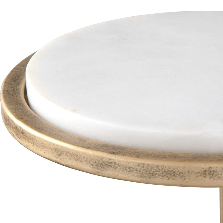 Casa Bella Living Aged Gold Iron Frame And White Marble Accent Table - Image 5