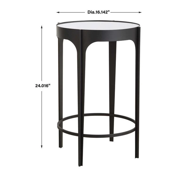 Casa Bella Living Matte Black Mirrored Top Iron Accent Table - Image 5