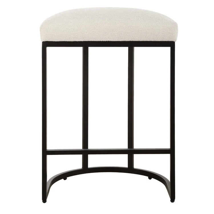 Casa Bella Living Matte Black Finish With Light Cream Fabric High Counter Stool - Image 4