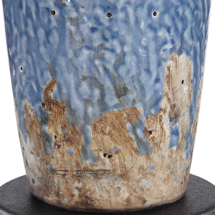 Casa Bella Living Blue Texture Ceramic Base Dark Khaki Accents Lamp - Image 6