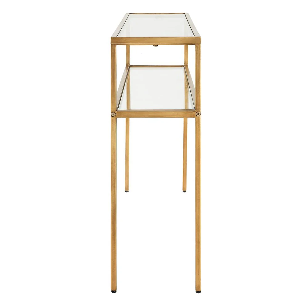 Casa Bella Living Warm Gold With Tempered Glass Console Table - Image 5