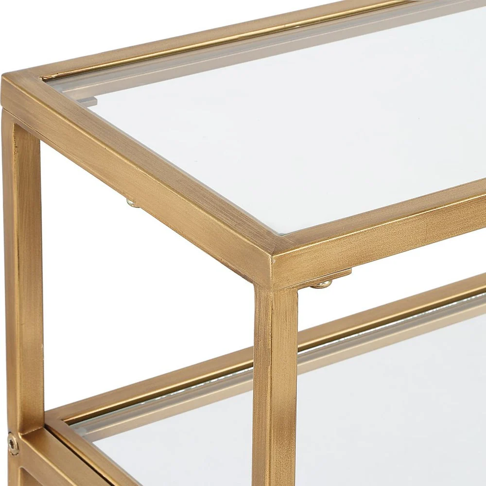 Casa Bella Living Warm Gold With Tempered Glass Console Table - Image 6