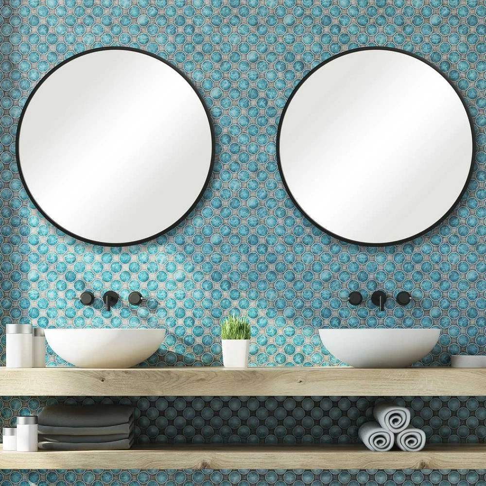Casa Bella Living Modern Matte Black Round Mirror - Image 3