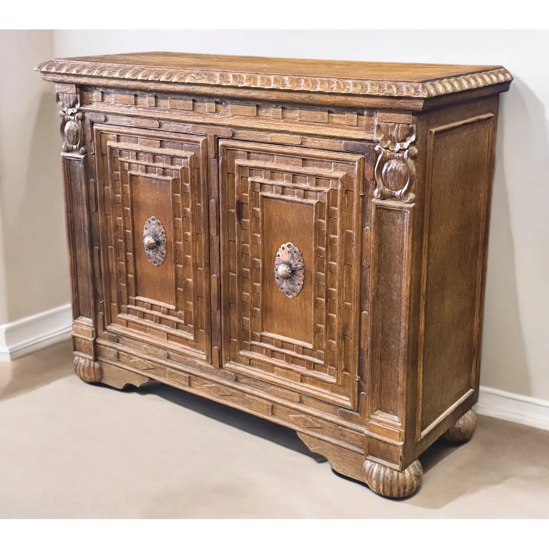 Casa Bonita Peruvian Hand-Painted Carved Wood Prado Chest - Image 3
