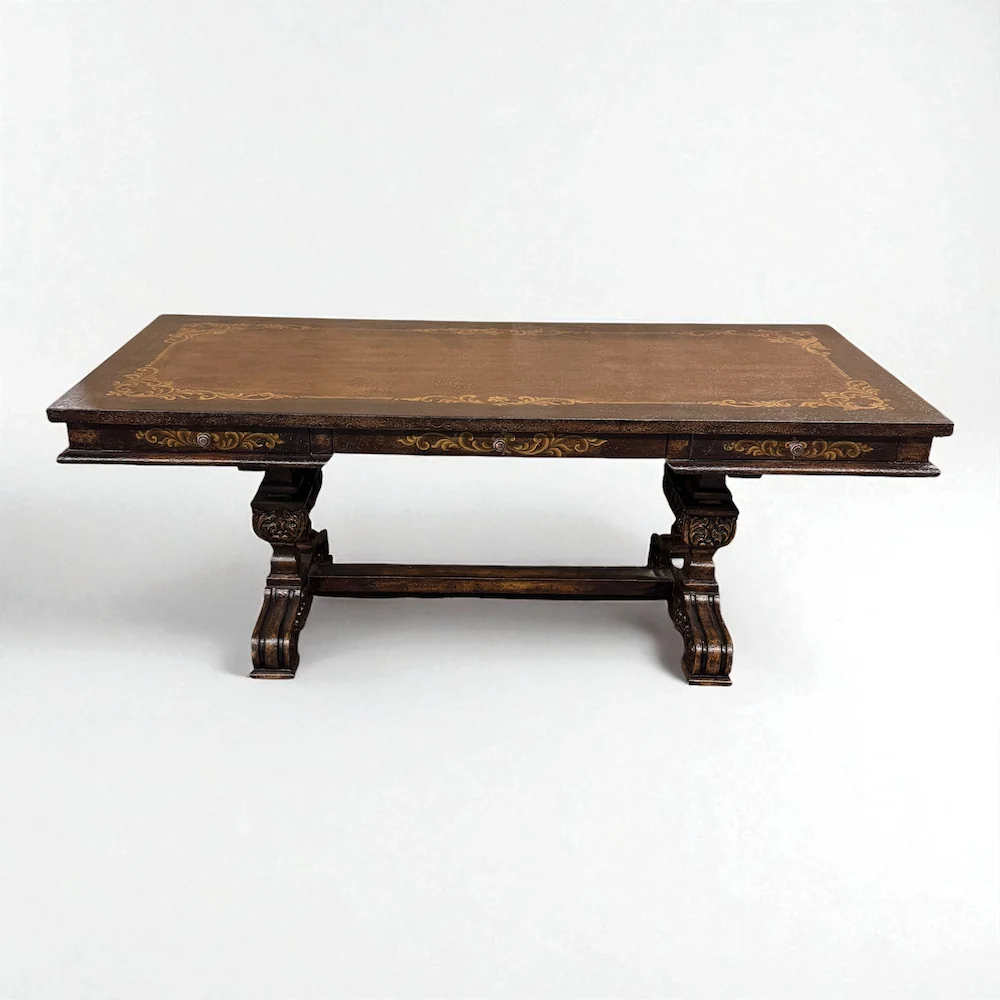 Casa Bonita Peruvian Hand-Painted Carved Wood Salamanca Desk - Image 3