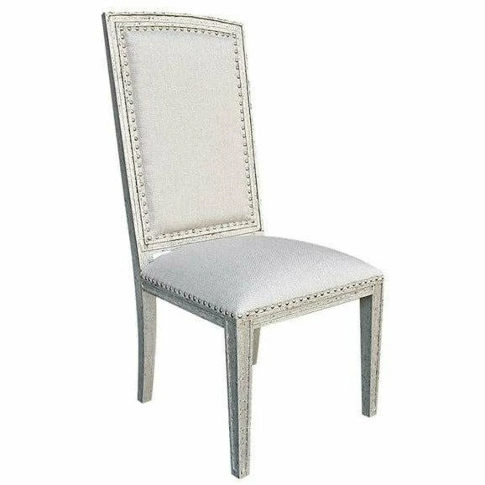 Casa Bonita Peruvian Hand-Painted Carved Wood and Linen Tamara Dining Chair