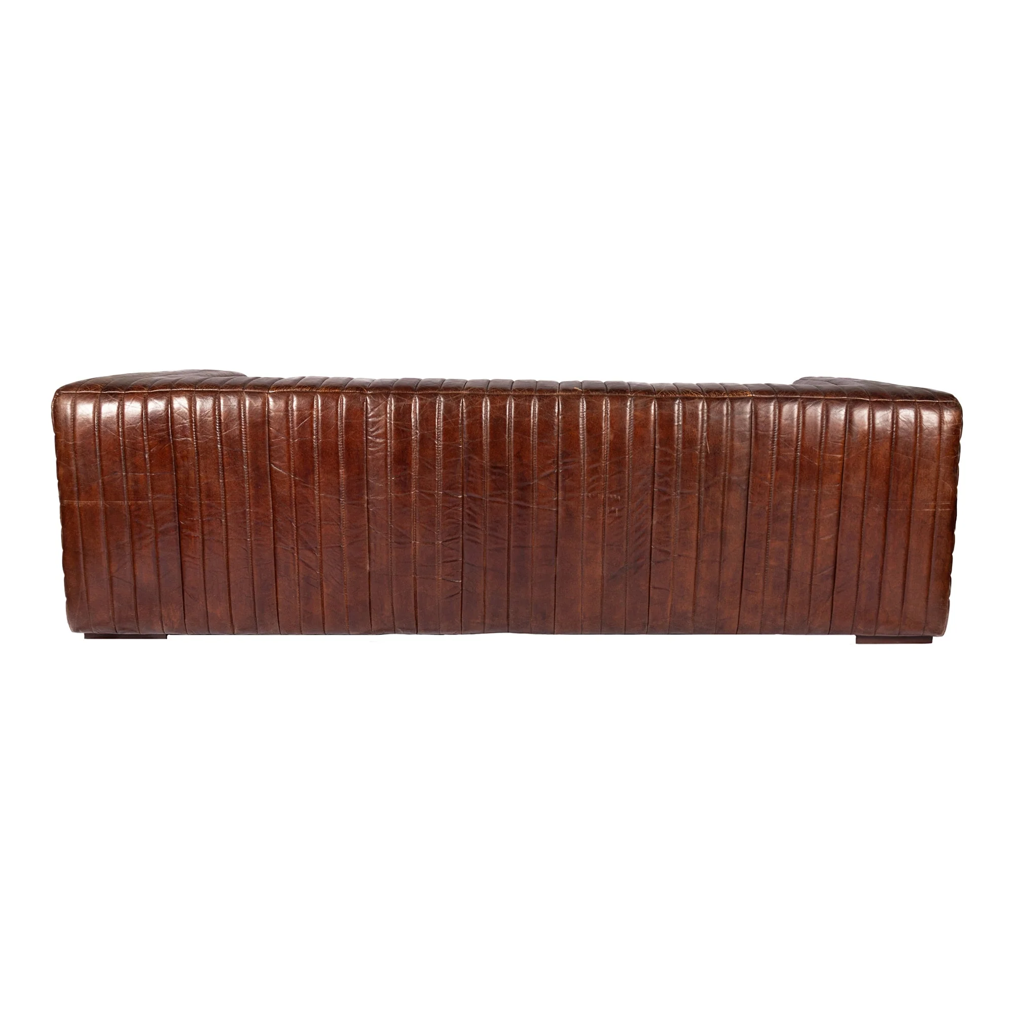 Moe's Home Collection Castle Channel Stiched Dark Brown Leather Sofa - Image 5