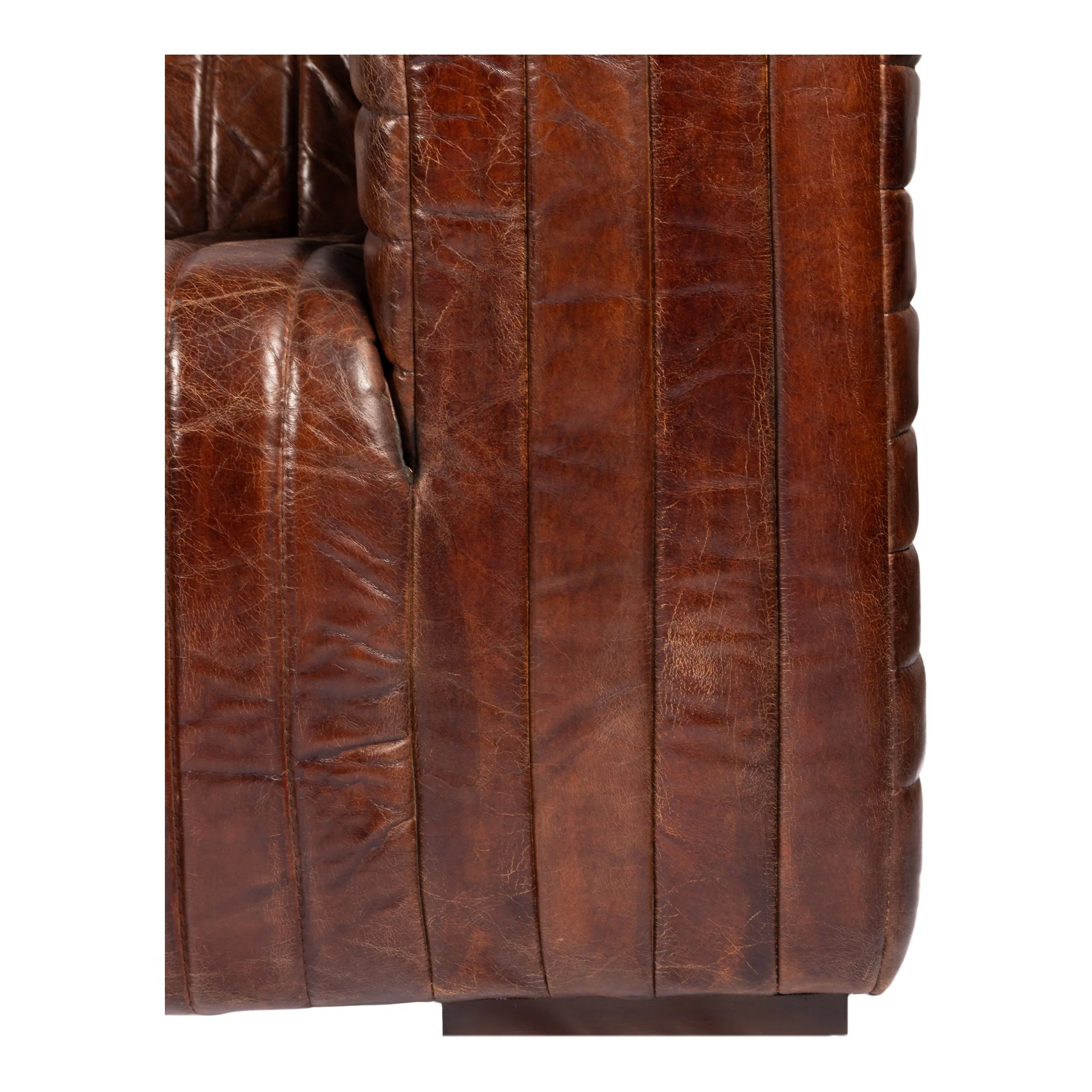 Moe's Home Collection Castle Channel Stiched Dark Brown Leather Sofa - Image 7
