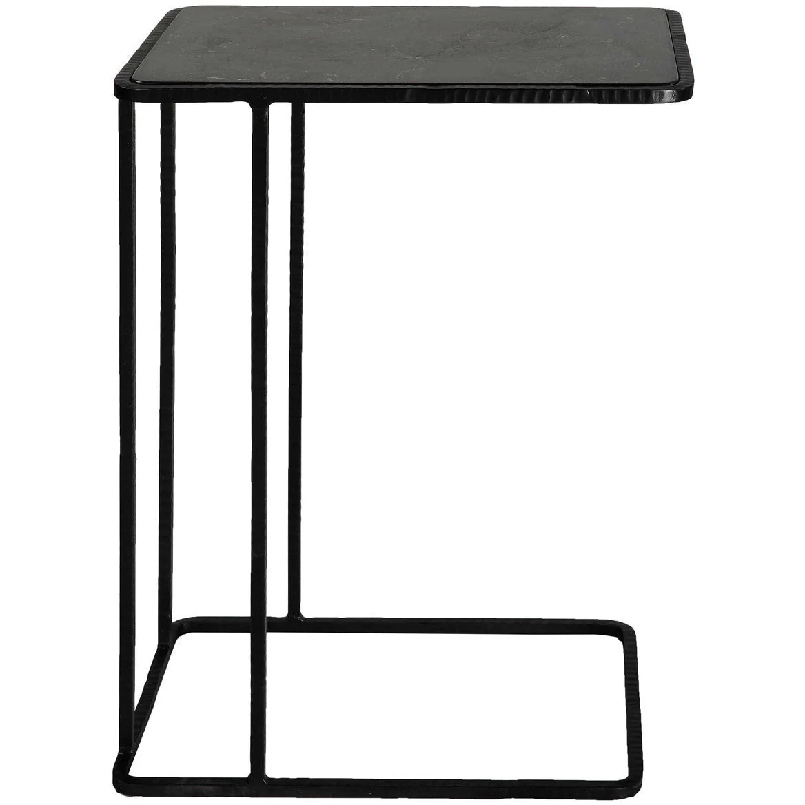 Uttermost Cavern Polished Bluestone Top With Black Iron Base Accent Table - Image 5