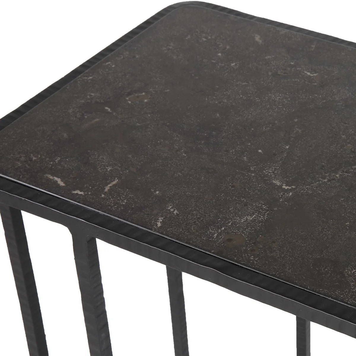 Uttermost Cavern Polished Bluestone Top With Black Iron Base Accent Table - Image 7