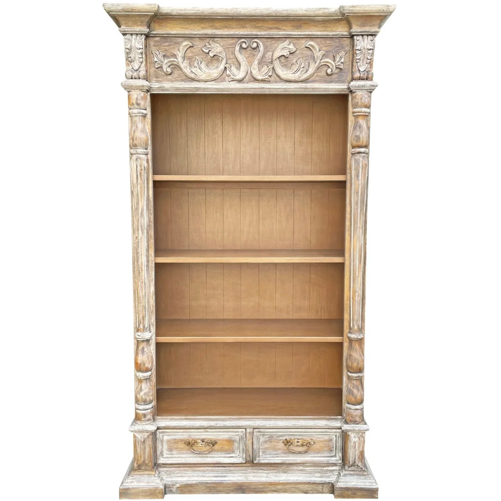 Casa Bonita Peruvian Hand-Painted Carved Wood Arroyo Bookcase