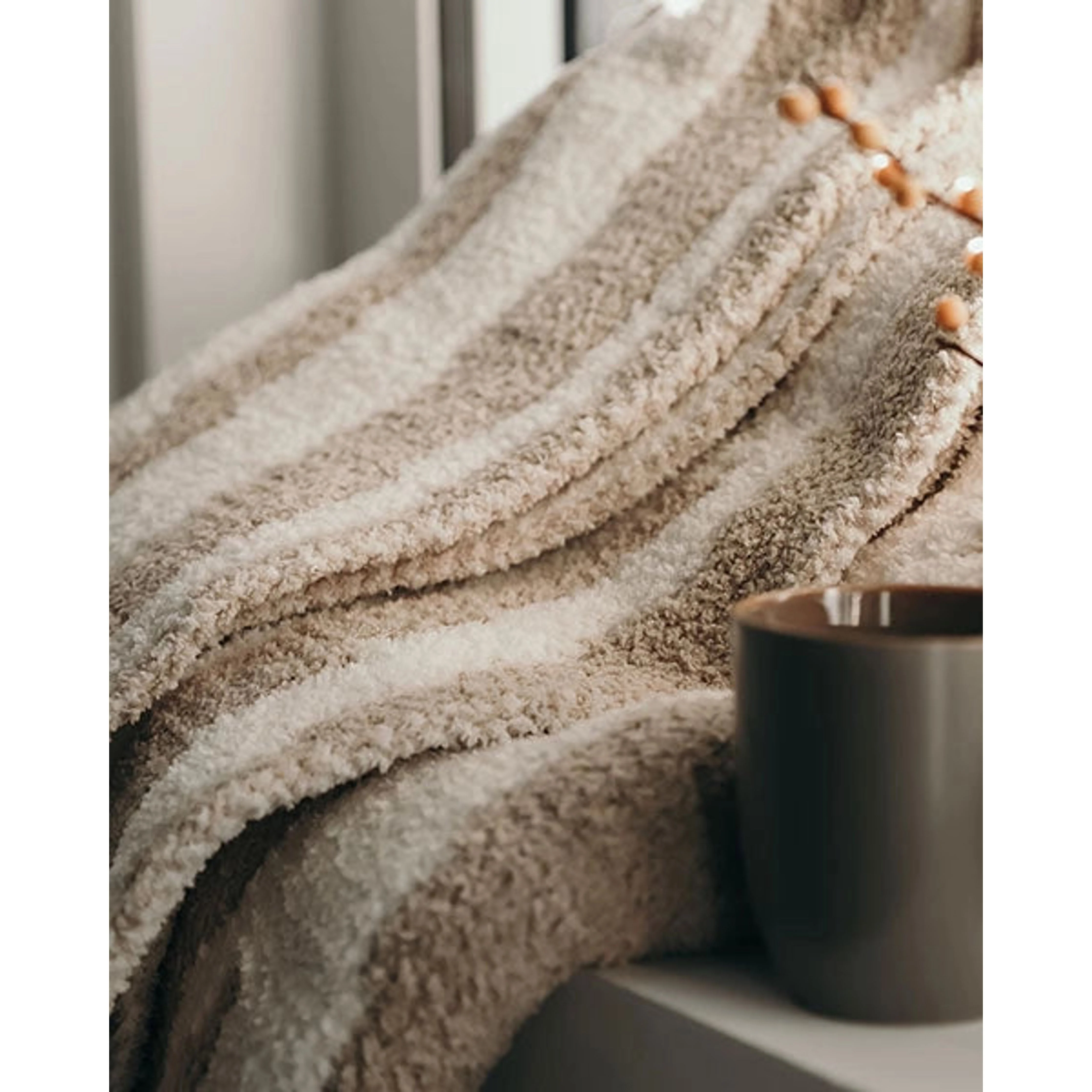 Sunday Citizen Sahara Tan and Off White Woodland Throw - Image 4