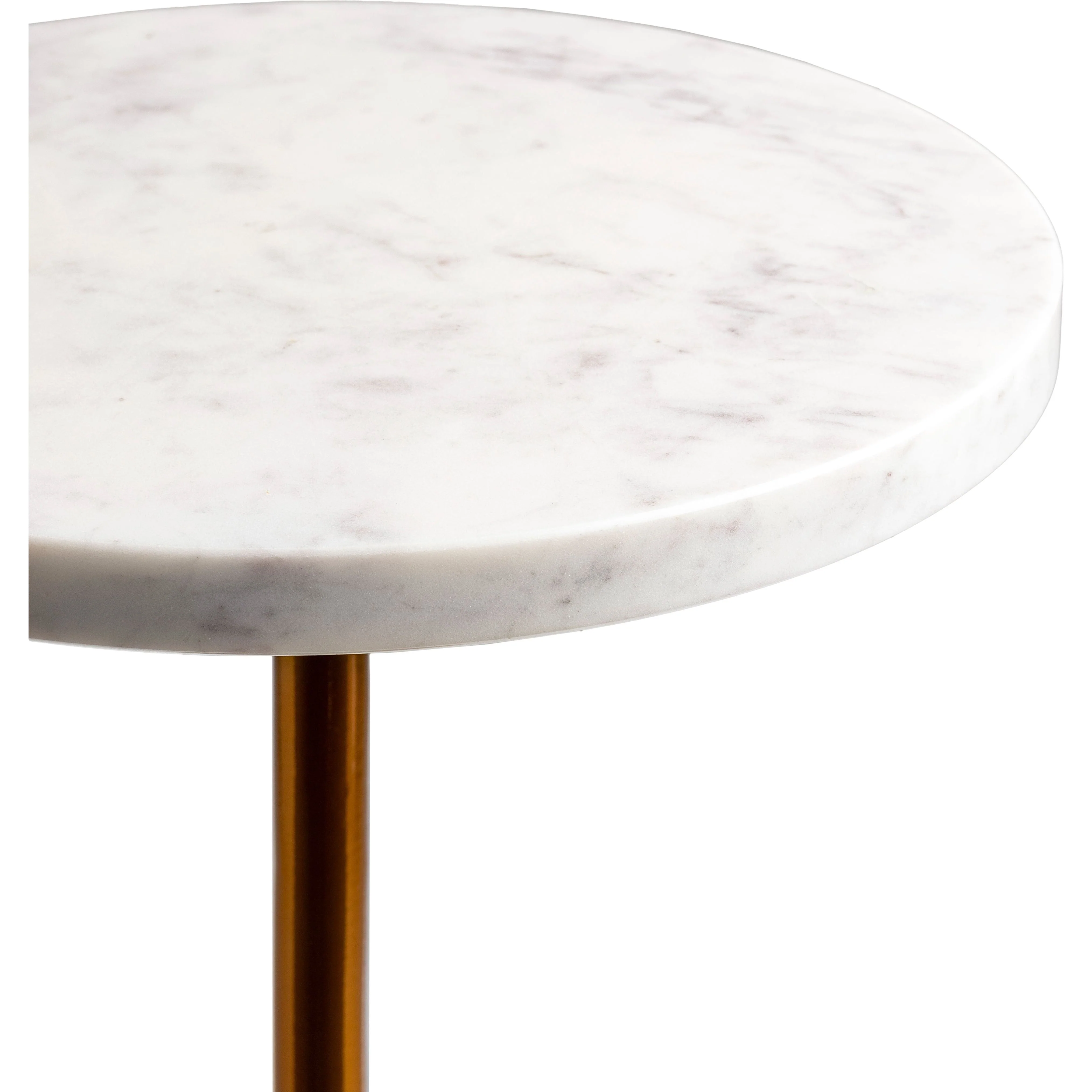 Surya Bendigo Modern White Marble Top With Brass Base Round End Table - Image 5