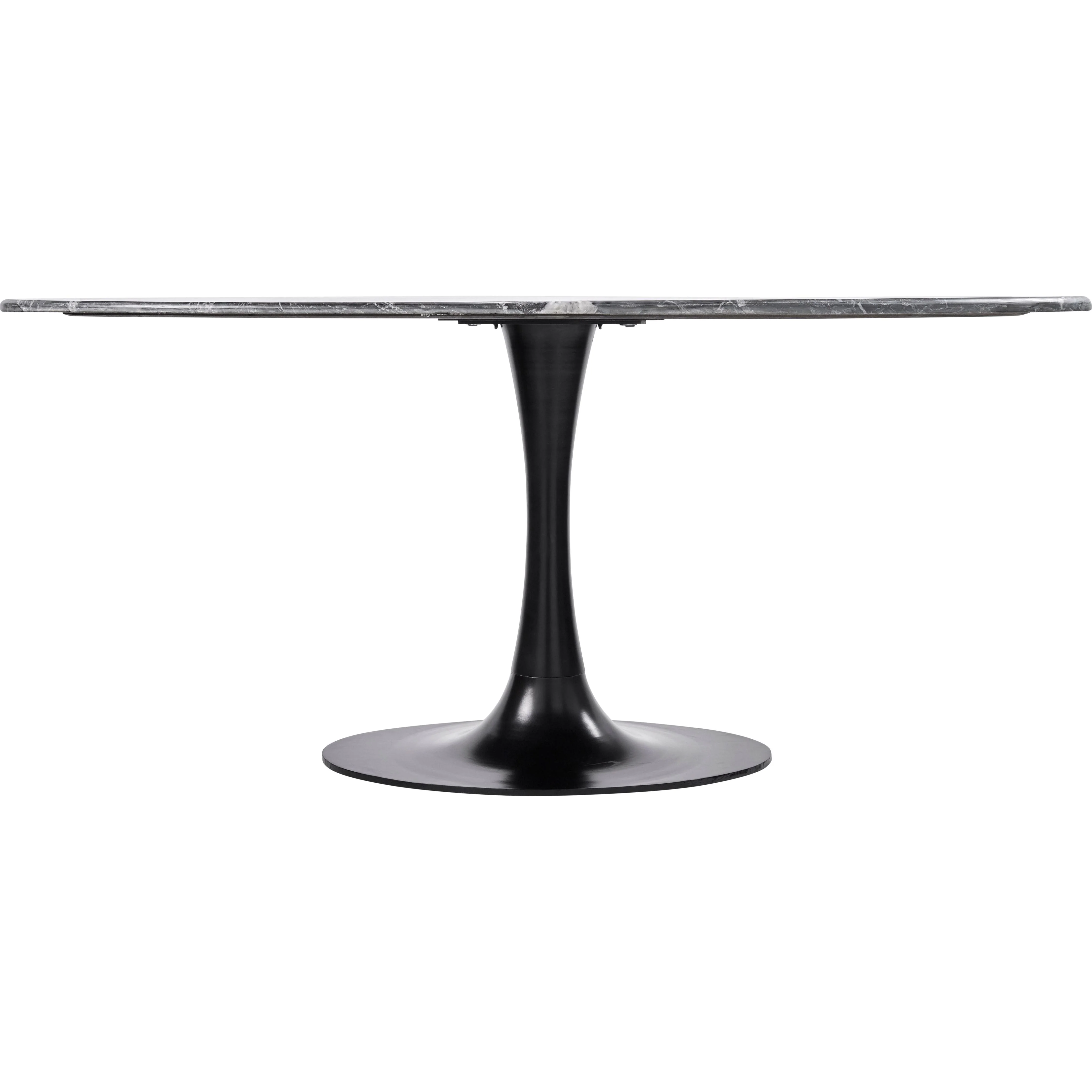 Surya Anatalia Modern Black Marble Oval Dining Table With Black Metal Base - Image 3