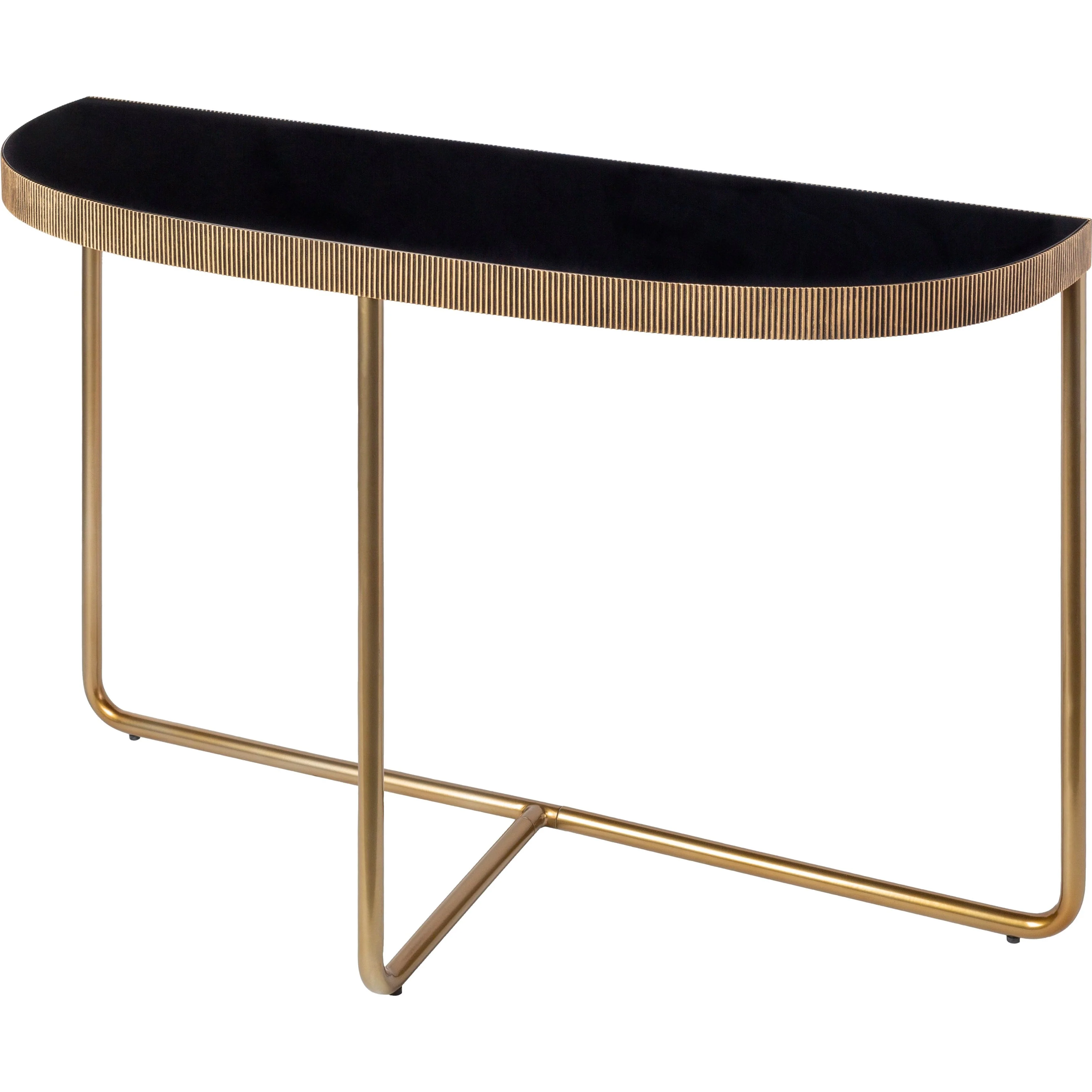 Surya Melton Modern Black Glass and Metallic Brass Base Console Table