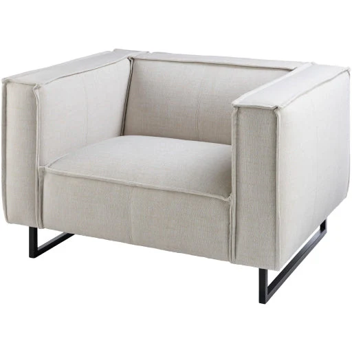 Surya Dylan Modern White Linen Square Arm Accent Chair