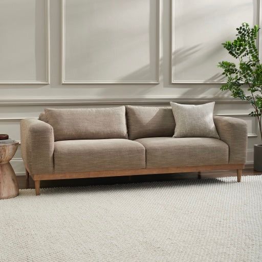 Surya Strattan Modern Gray Linen Square Arm Sofa - Image 3