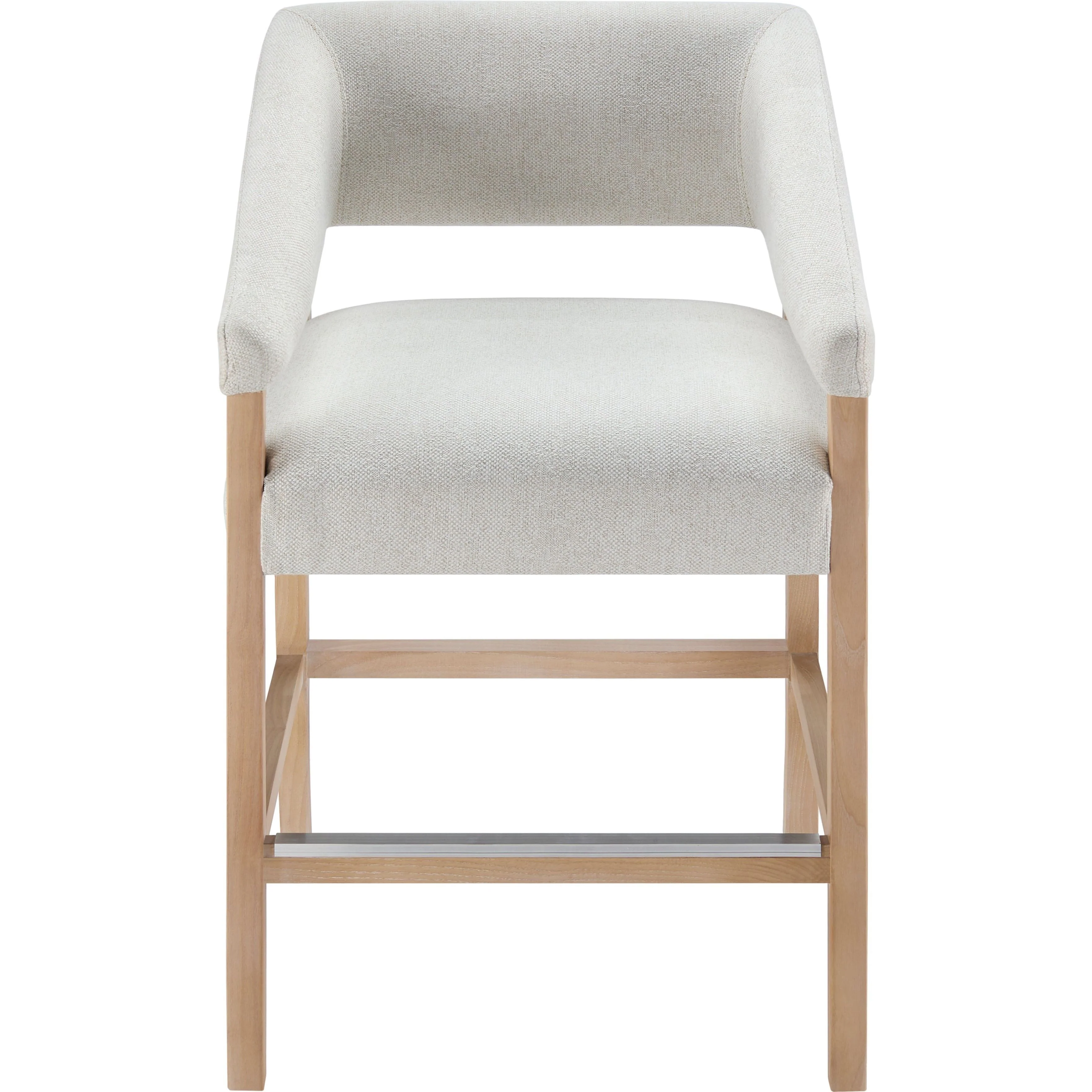 Surya Grace Modern Cream Fabric with Beech Wood Kitchen Counter Stool - Image 5