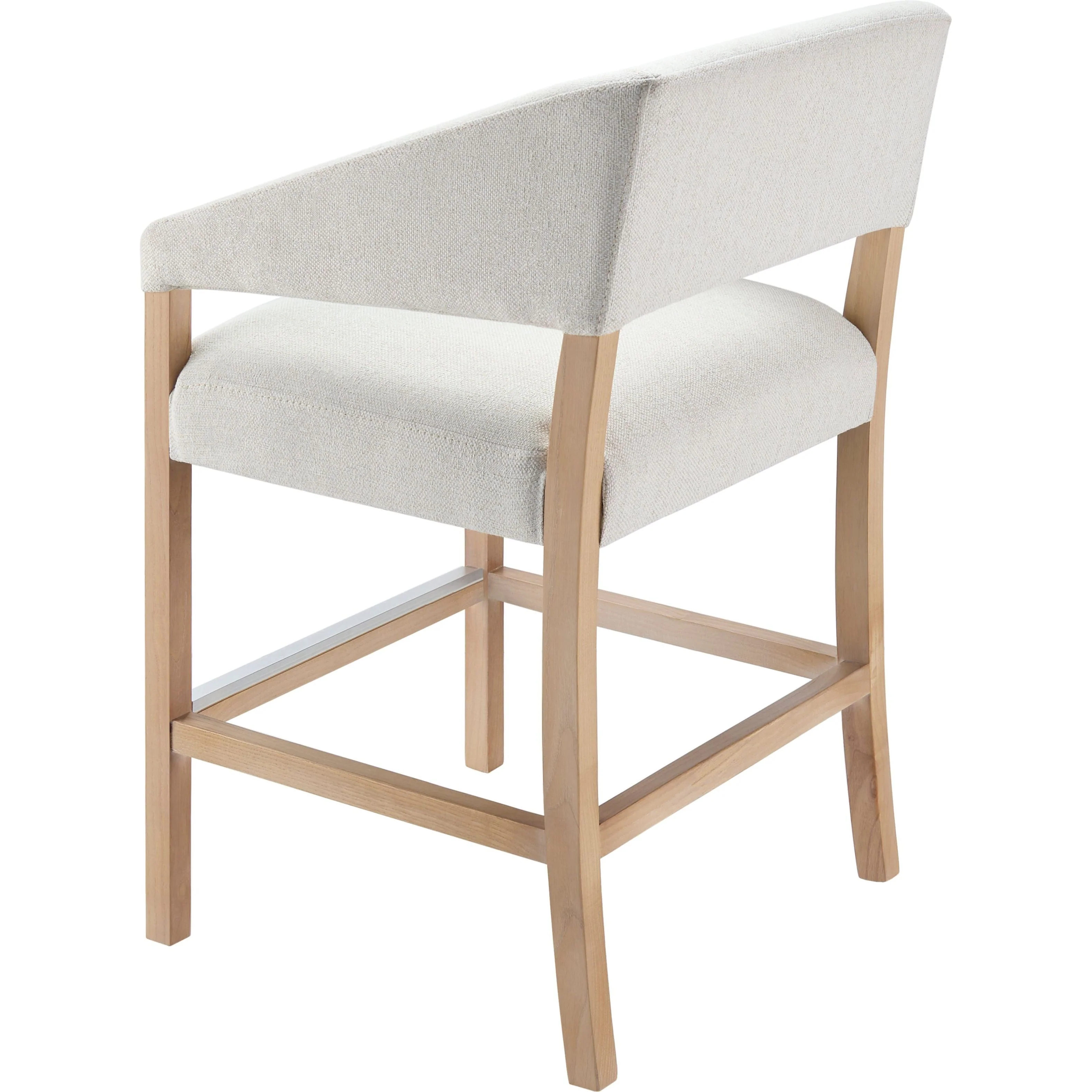 Surya Grace Modern Cream Fabric with Beech Wood Kitchen Counter Stool - Image 7