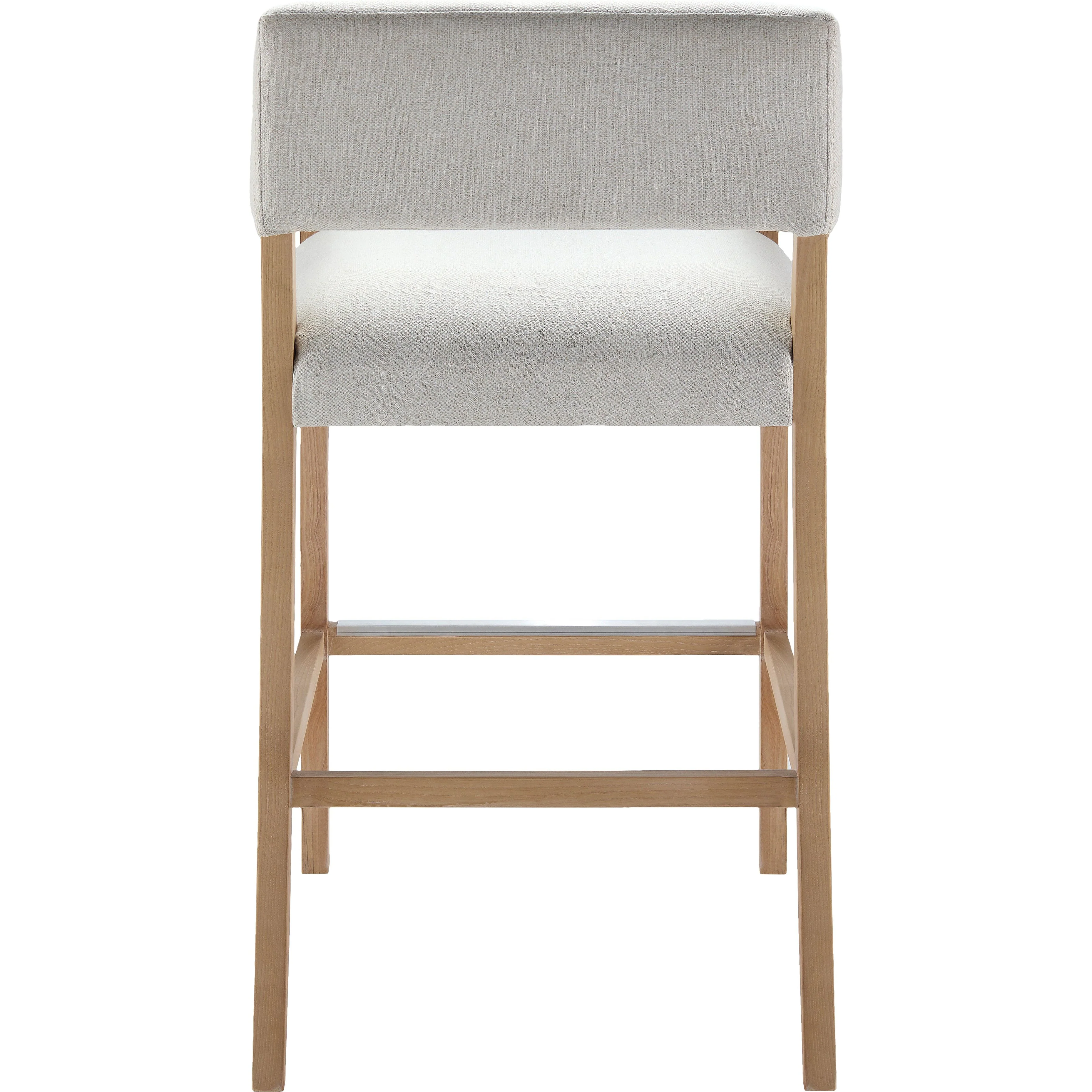 Surya Grace Modern Cream Fabric with Beech Wood Kitchen Bar Stool - Image 4