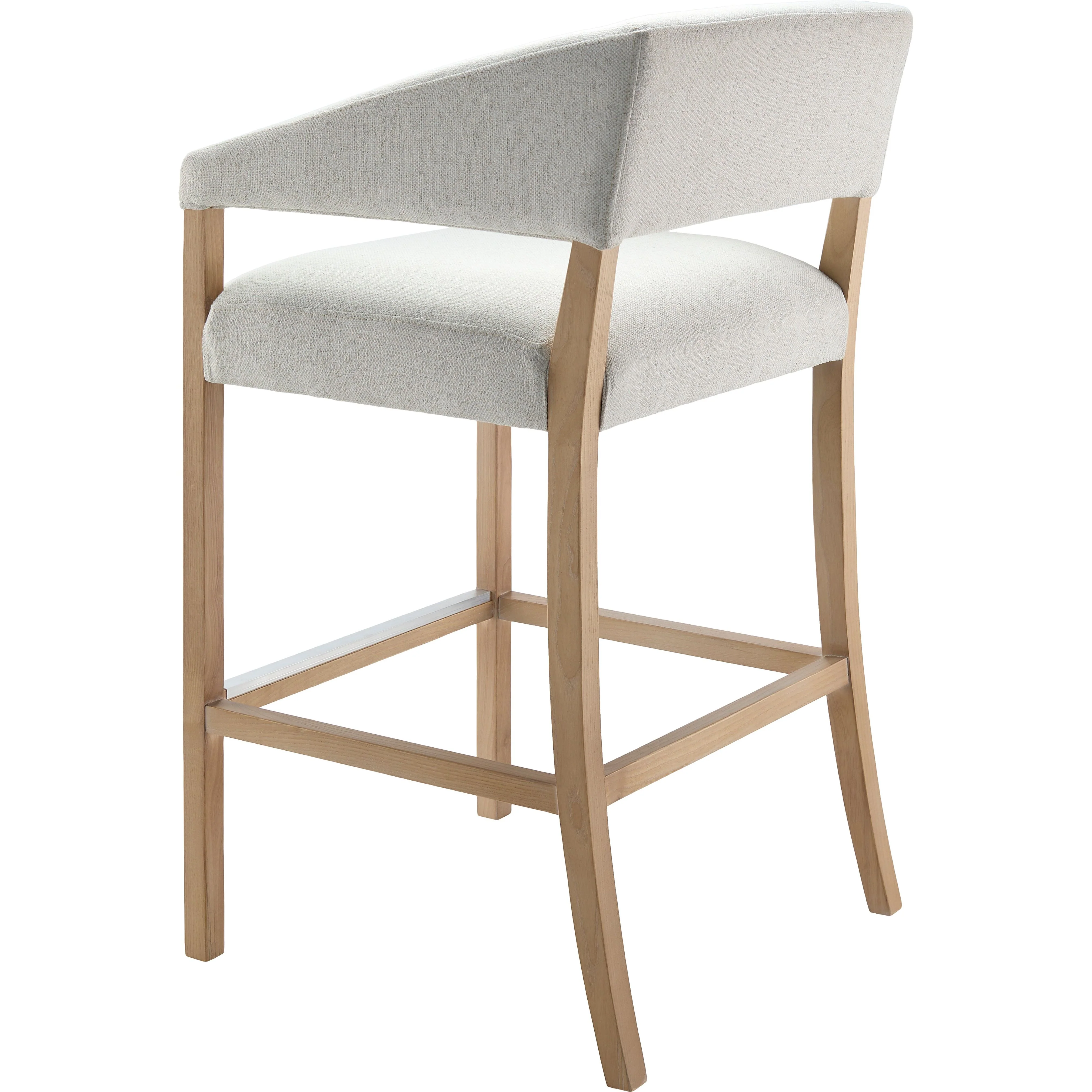 Surya Grace Modern Cream Fabric with Beech Wood Kitchen Bar Stool - Image 5