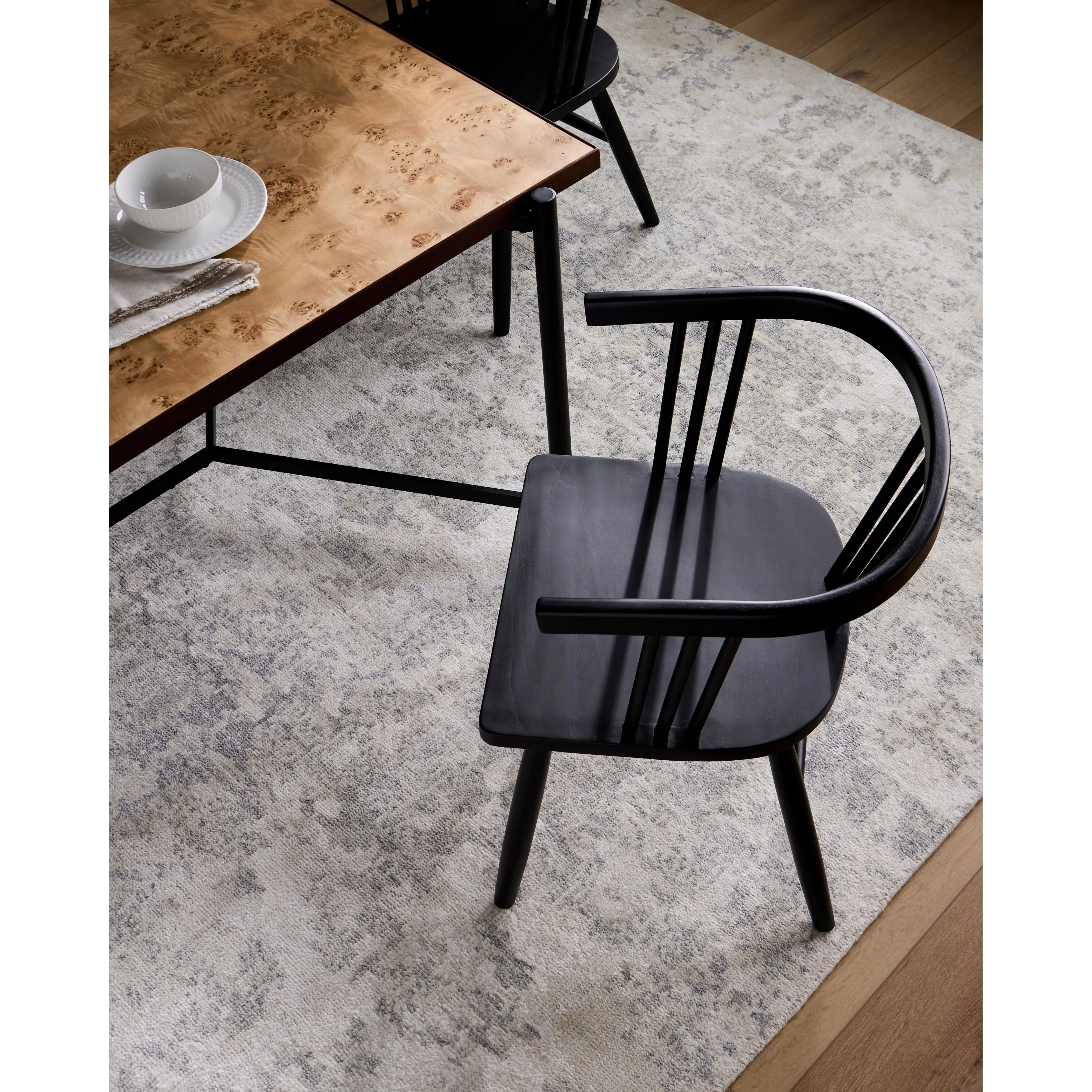 Surya Jilin Modern Black Curved Back Wood Set of 2 Dining Chairs - Image 3