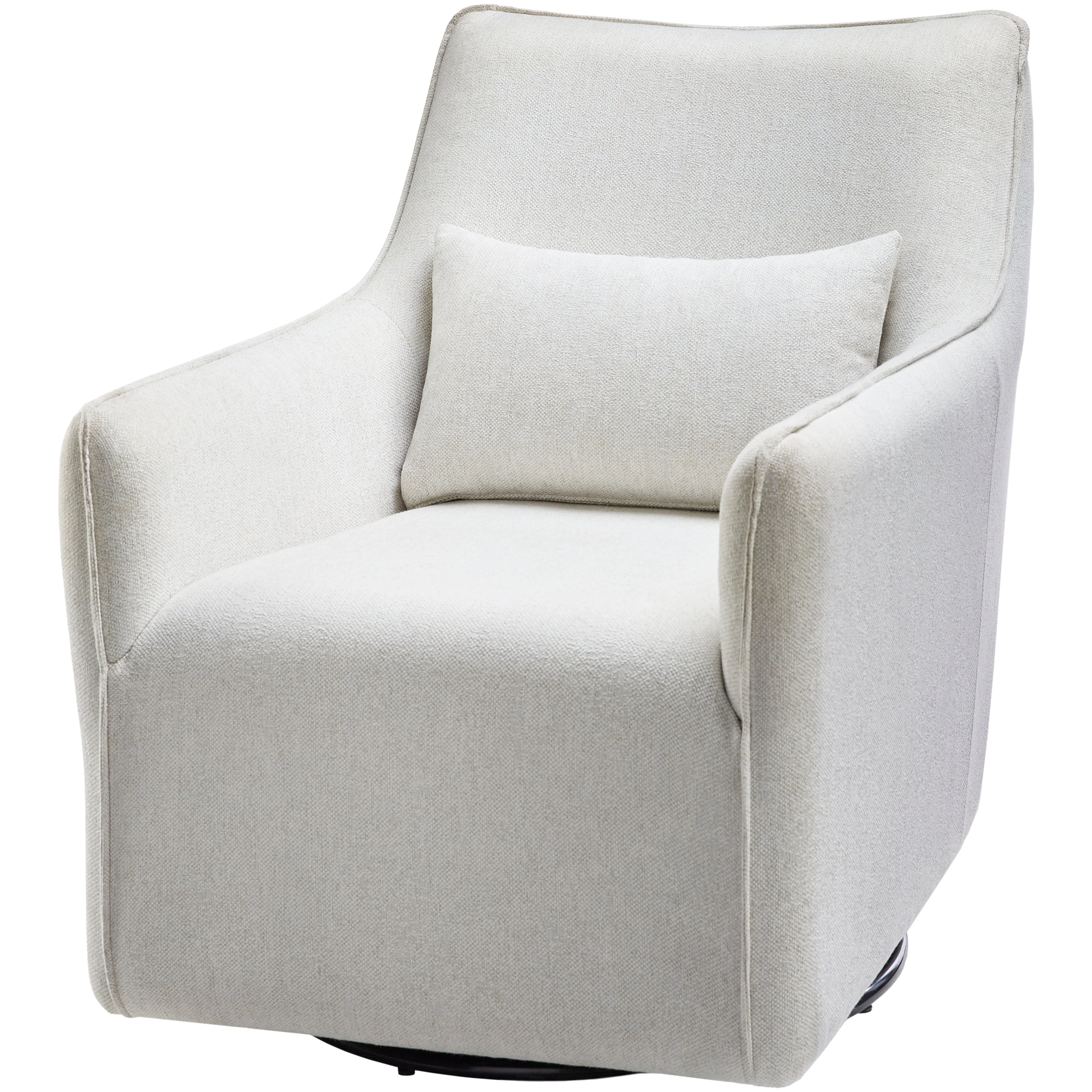 Surya Hudson Modern Ivory Swivel Armchair with Accent Pillow - Image 2