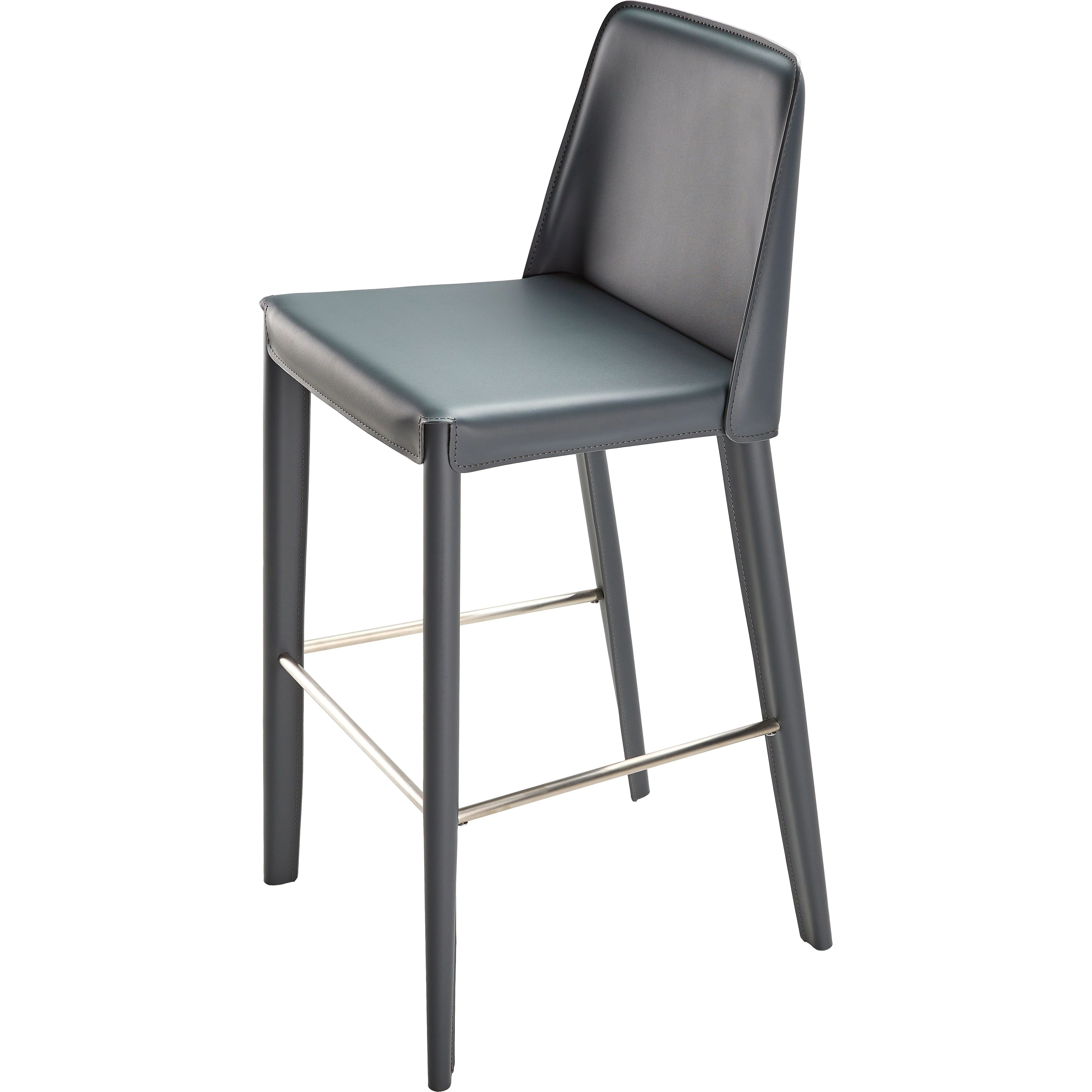 Surya Rosy Modern Dark Blue Faux Leather Kitchen Bar Stool - Image 2