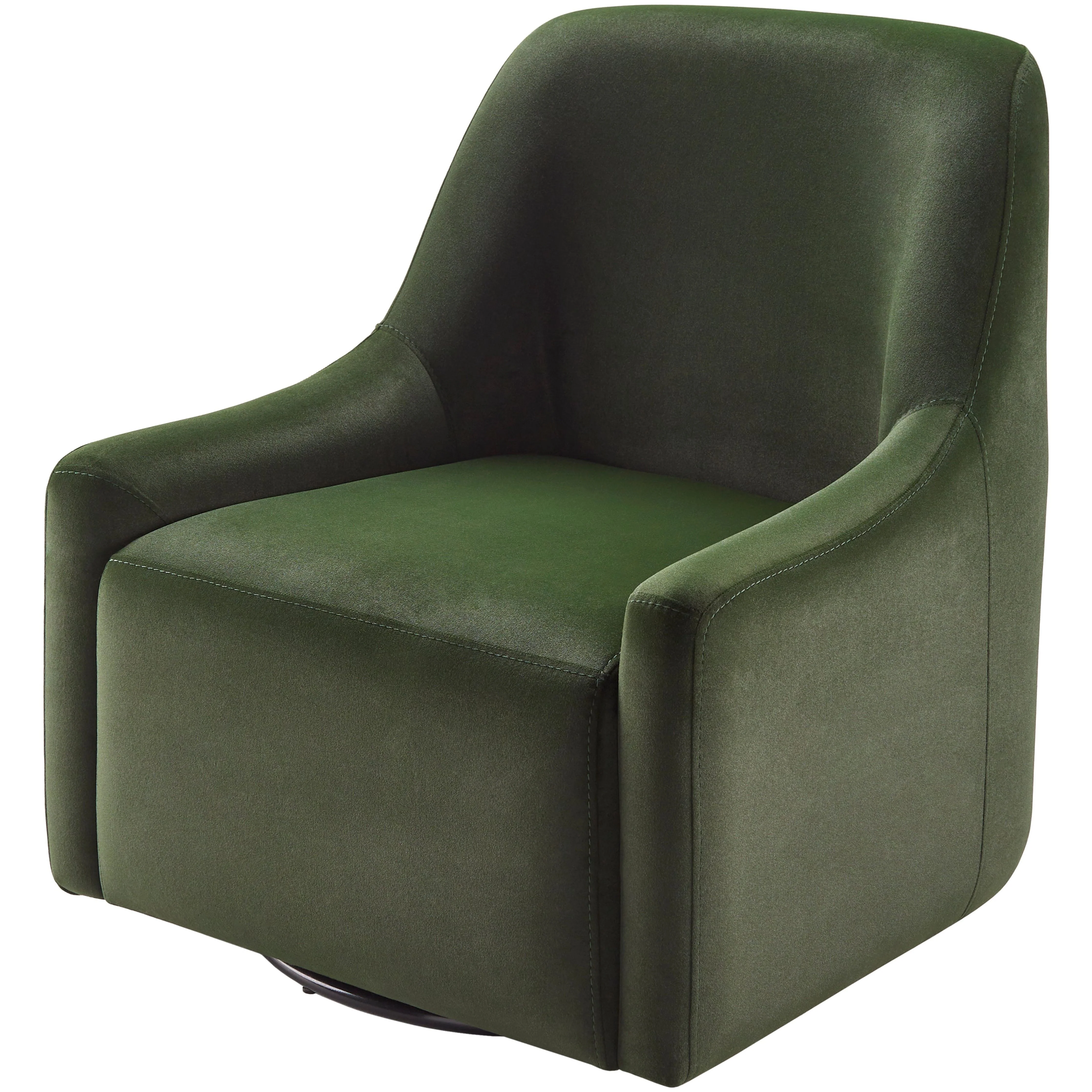 Surya Tasa Modern Faux Suede Dark Olive Green Swivel Chair - Image 2