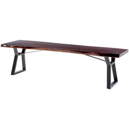 Surya Stavanger Modern Wood Dining Bench With Black Metal Legs - Image 3