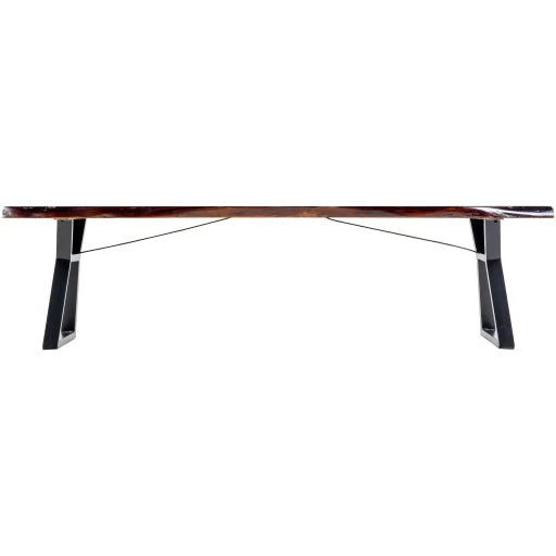Surya Stavanger Modern Wood Dining Bench With Black Metal Legs - Image 4
