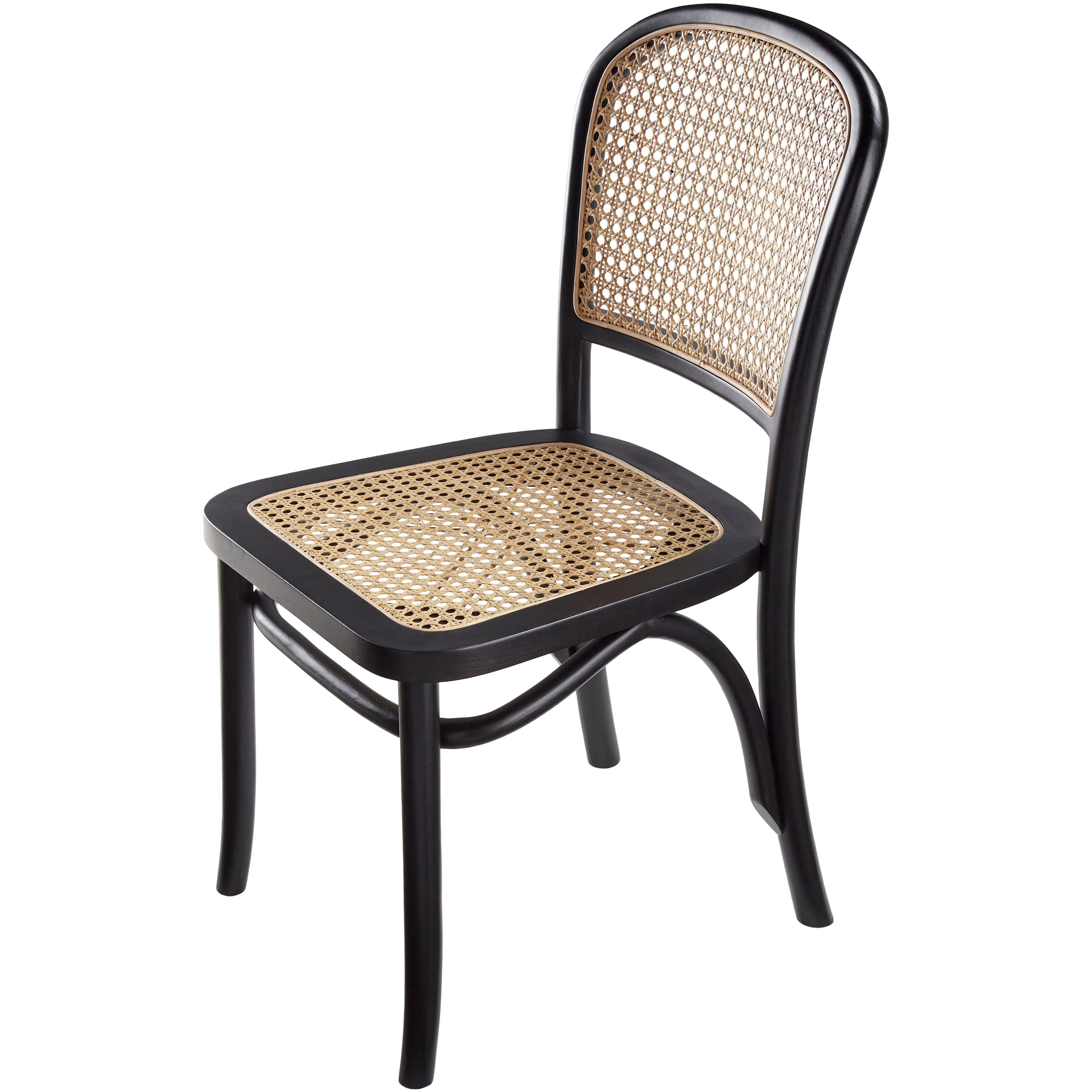 Surya Yumen Modern Wheat Back Rattan with Black Wood Set of 2 Dining Chairs - Image 6