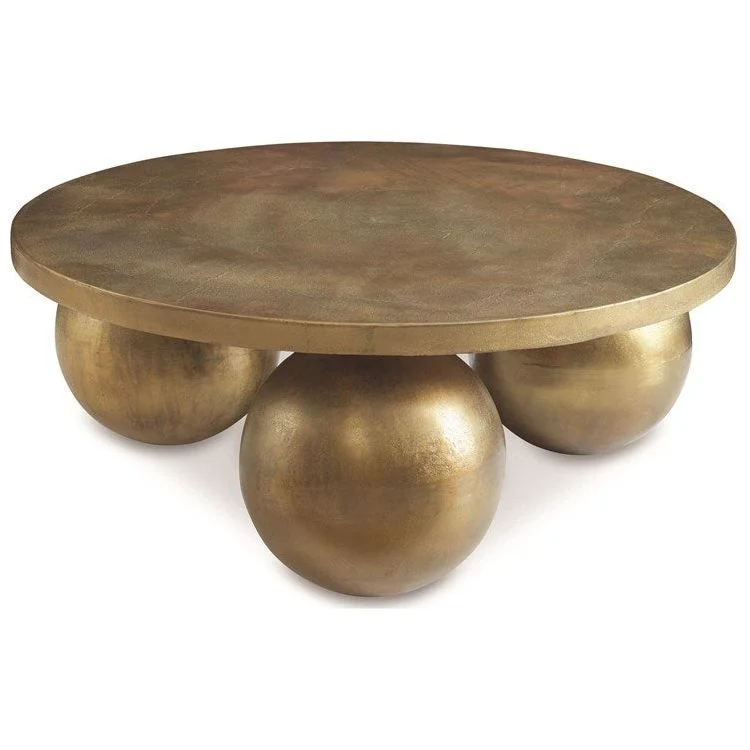 Uttermost Triplet Oversized Spheres Antique Brass Coffee Table - Image 2