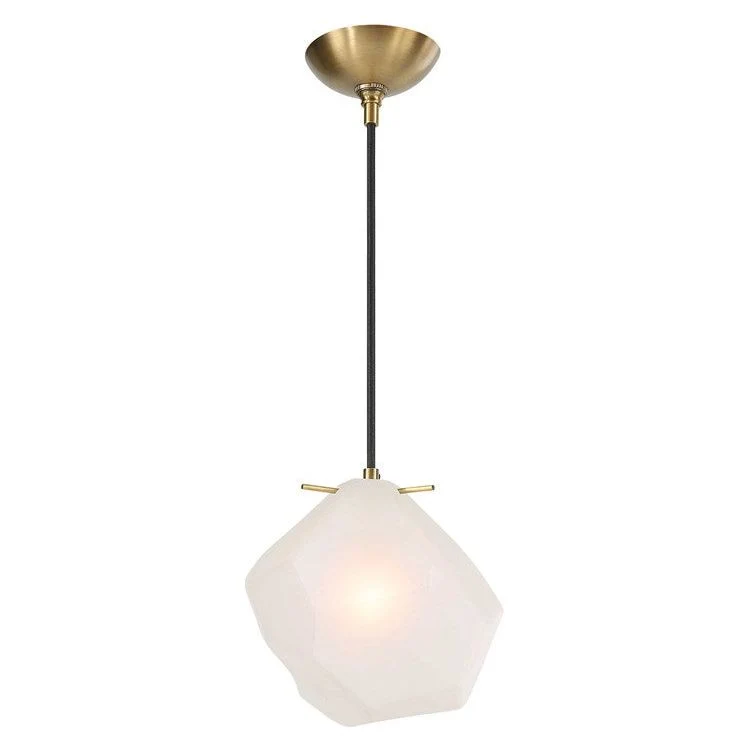 Uttermost Geodesic Frosted Glass Geometric Shape With Antique Brass Finish Pendant Light