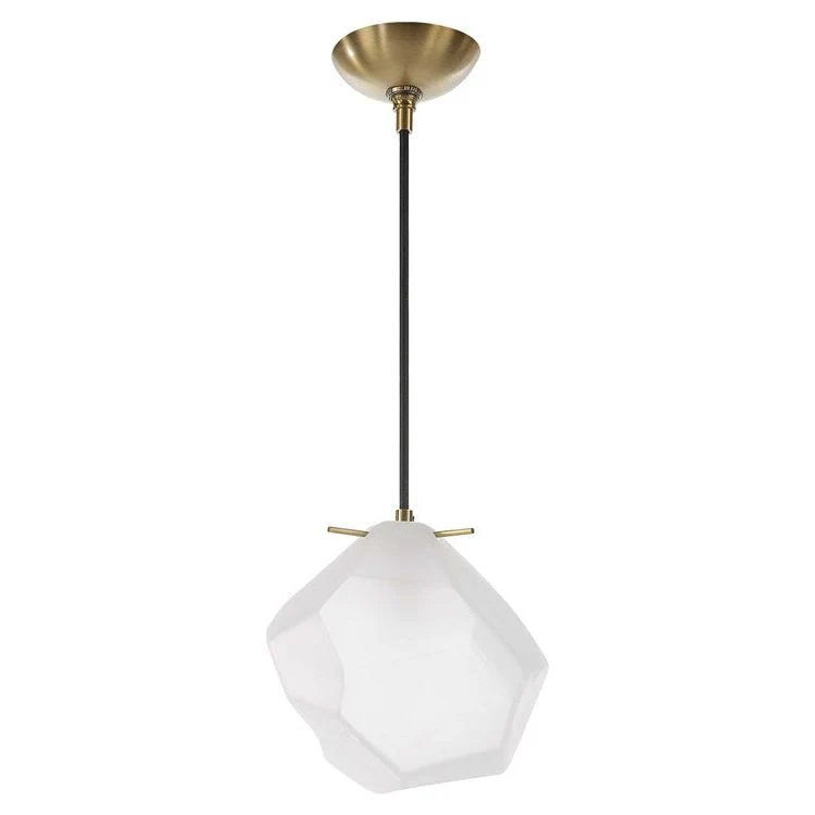 Uttermost Geodesic Frosted Glass Geometric Shape With Antique Brass Finish Pendant Light - Image 7