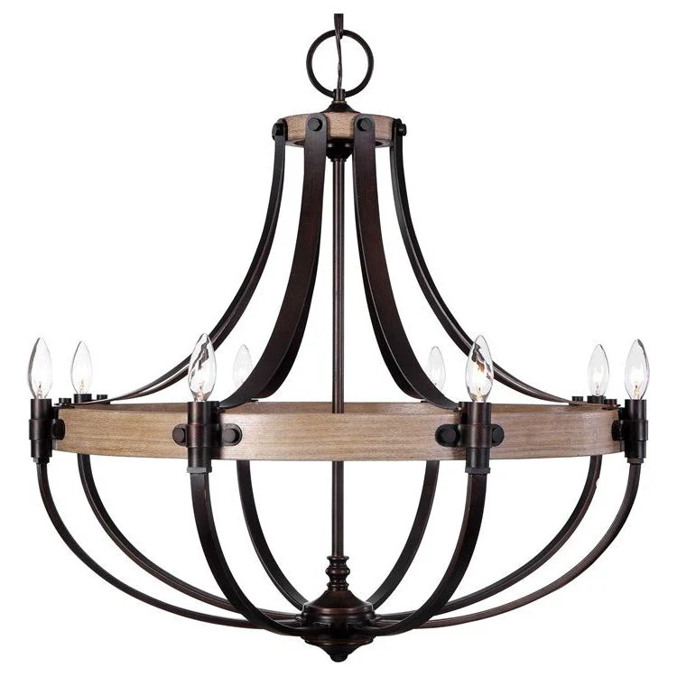 Uttermost Dubois Natural Oak and Bronze Metal Frame Empire Shaped 8 Light Chandelier - Image 2