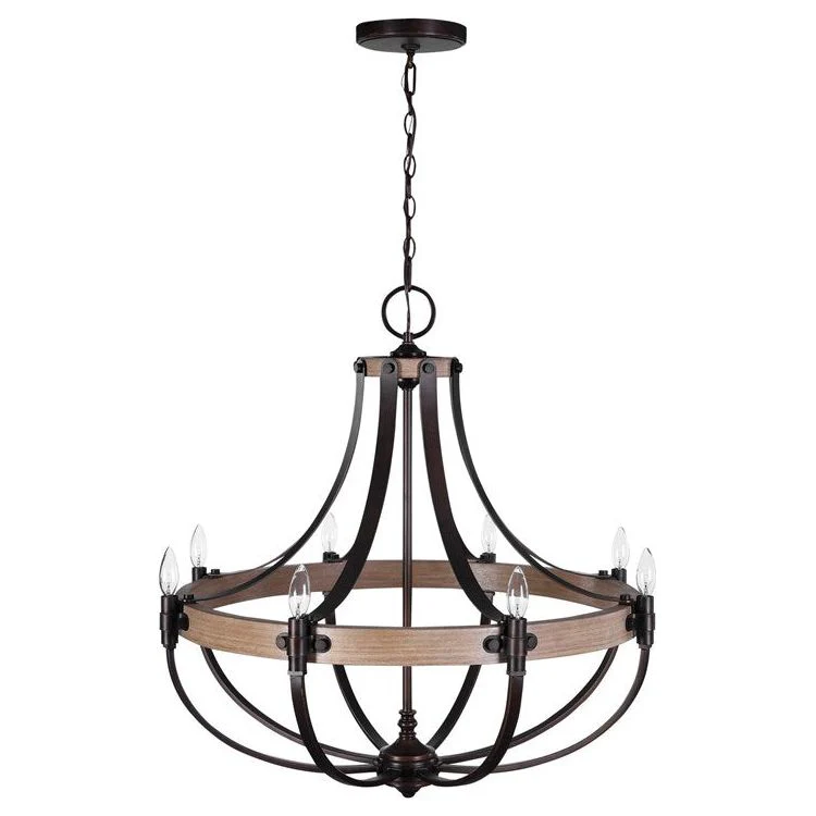 Uttermost Dubois Natural Oak and Bronze Metal Frame Empire Shaped 8 Light Chandelier - Image 4