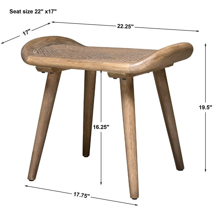 Uttermost Arne Woven Straw Seat Wood Small Bench - Image 7