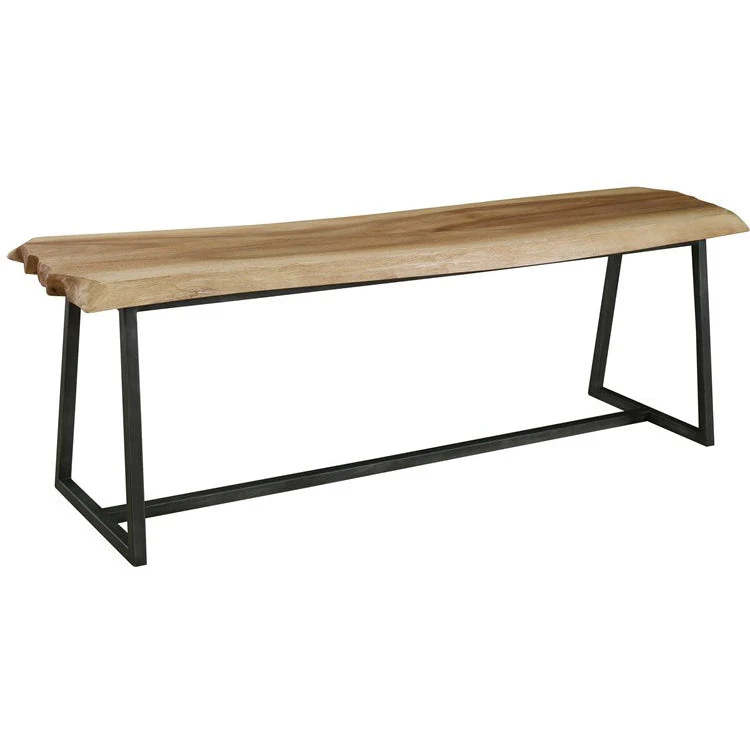 Uttermost Laurel Live Edge Rustic Modern Wood Aged Steel Bench - Image 4