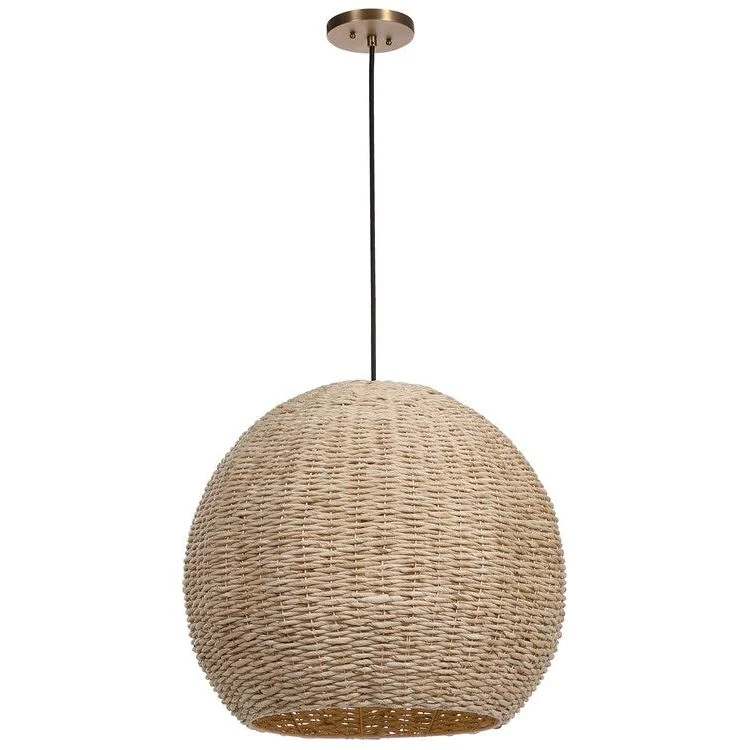 Uttermost Seagrass Dome Woven Seagrass With Antique Brass Accents Pendant Light - Image 4