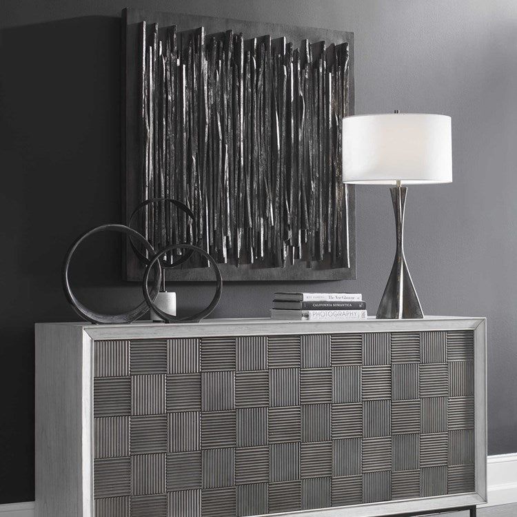 Uttermost Emerge Fossil Gray with Silver Leaf Accents Aged Teak Wood Wall Panel - Image 3