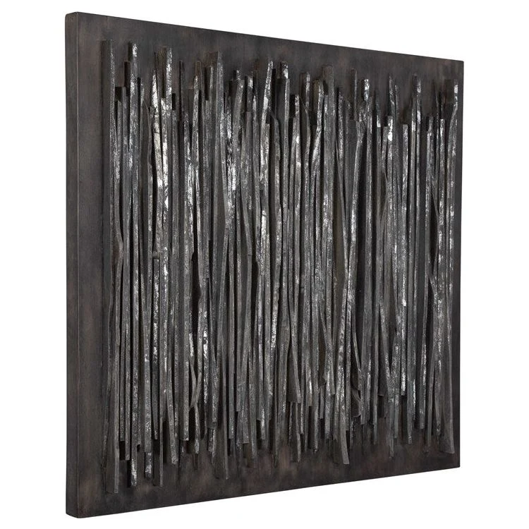 Uttermost Emerge Fossil Gray with Silver Leaf Accents Aged Teak Wood Wall Panel - Image 4