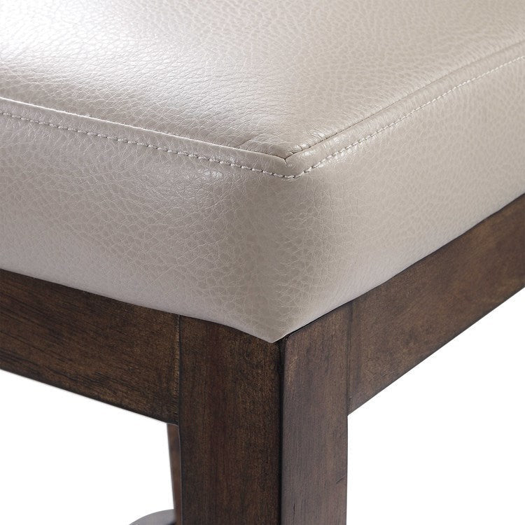 Uttermost Purcell Cappuccino Pebbled Faux Leather Counter Stool With Walnut Wood Frame - Image 7