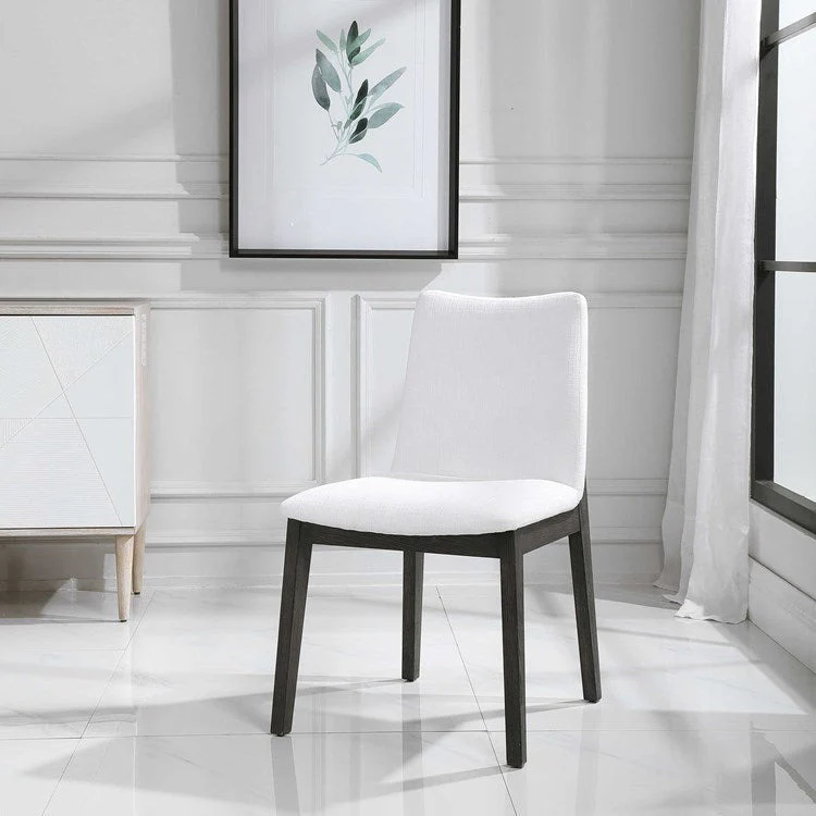 Uttermost Delano White Performance Fabric Expresso Finish Wood Dining Chair Set of 2 - Image 3