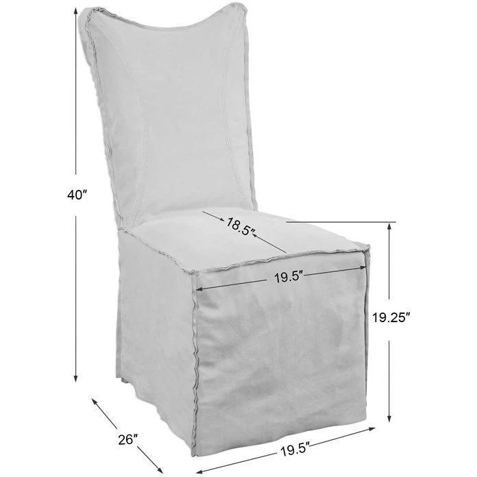 Uttermost Delroy Stone Ivory Nubuck Leather Slipcover Dining Chairs Set of 2 - Image 8