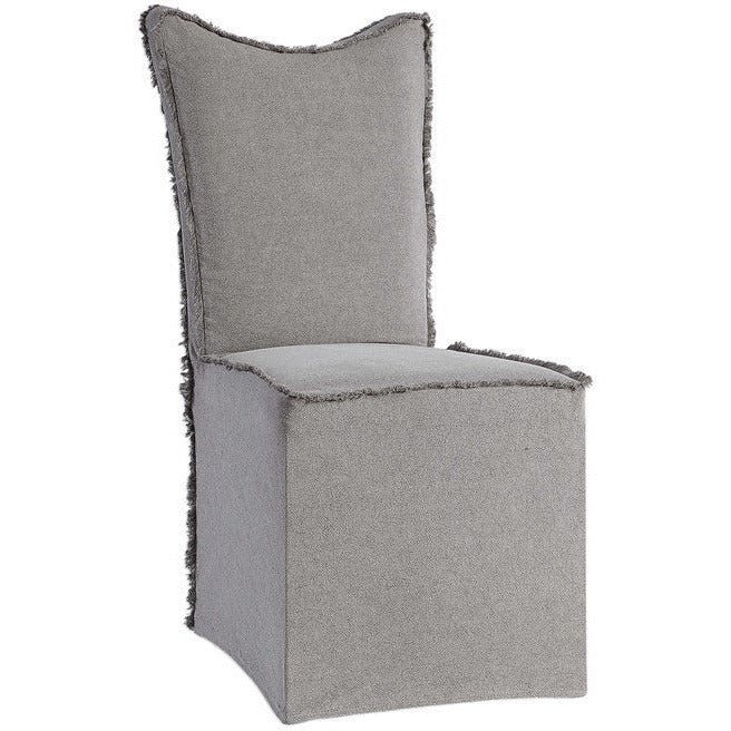 Uttermost Narissa Stonewashed Gray Linen Slipcover Dining Chairs Set of 2 - Image 4