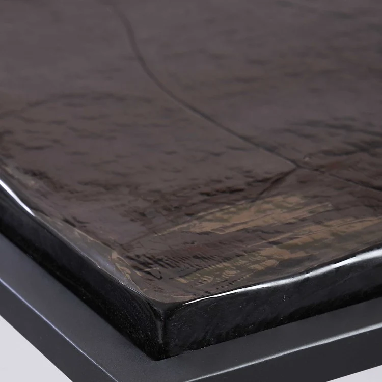 Uttermost Wavelet Textured Charcoal Glass With Matte Black Iron Accent Side Table - Image 4