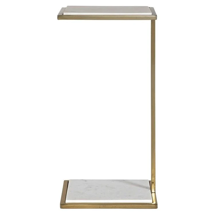Uttermost Elevate White Marble Top With Brushed Brass Base Drink Table - Image 2