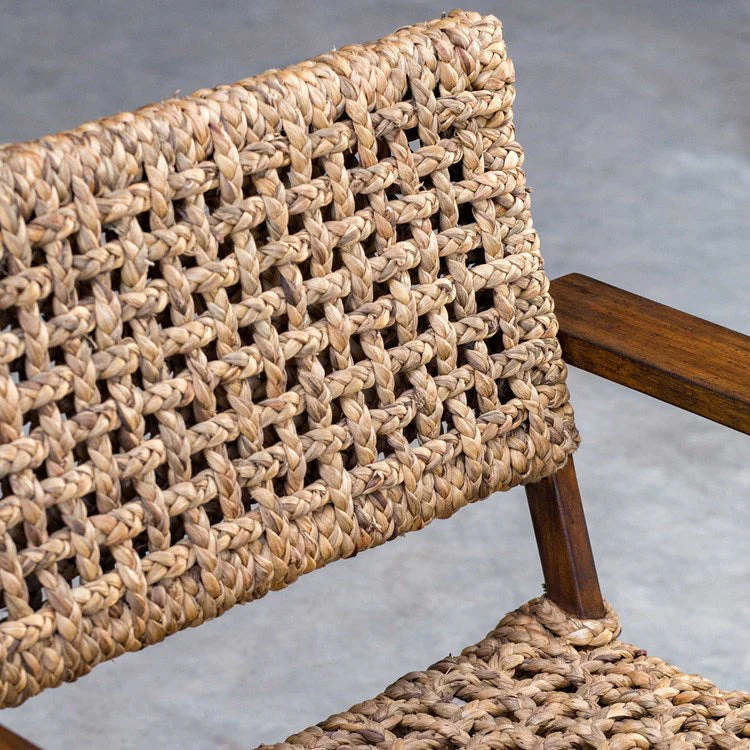 Uttermost Rehema Modern Bohemian Natural Woven Seat with Curved Wood Frame Accent Armchair - Image 7